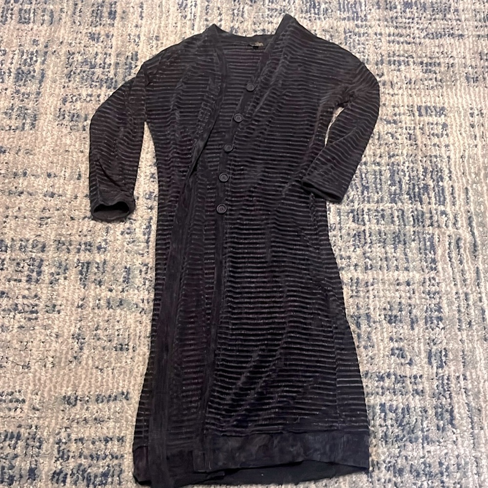 Long cozy chic navy blue cardigan XL Suzanne Betro